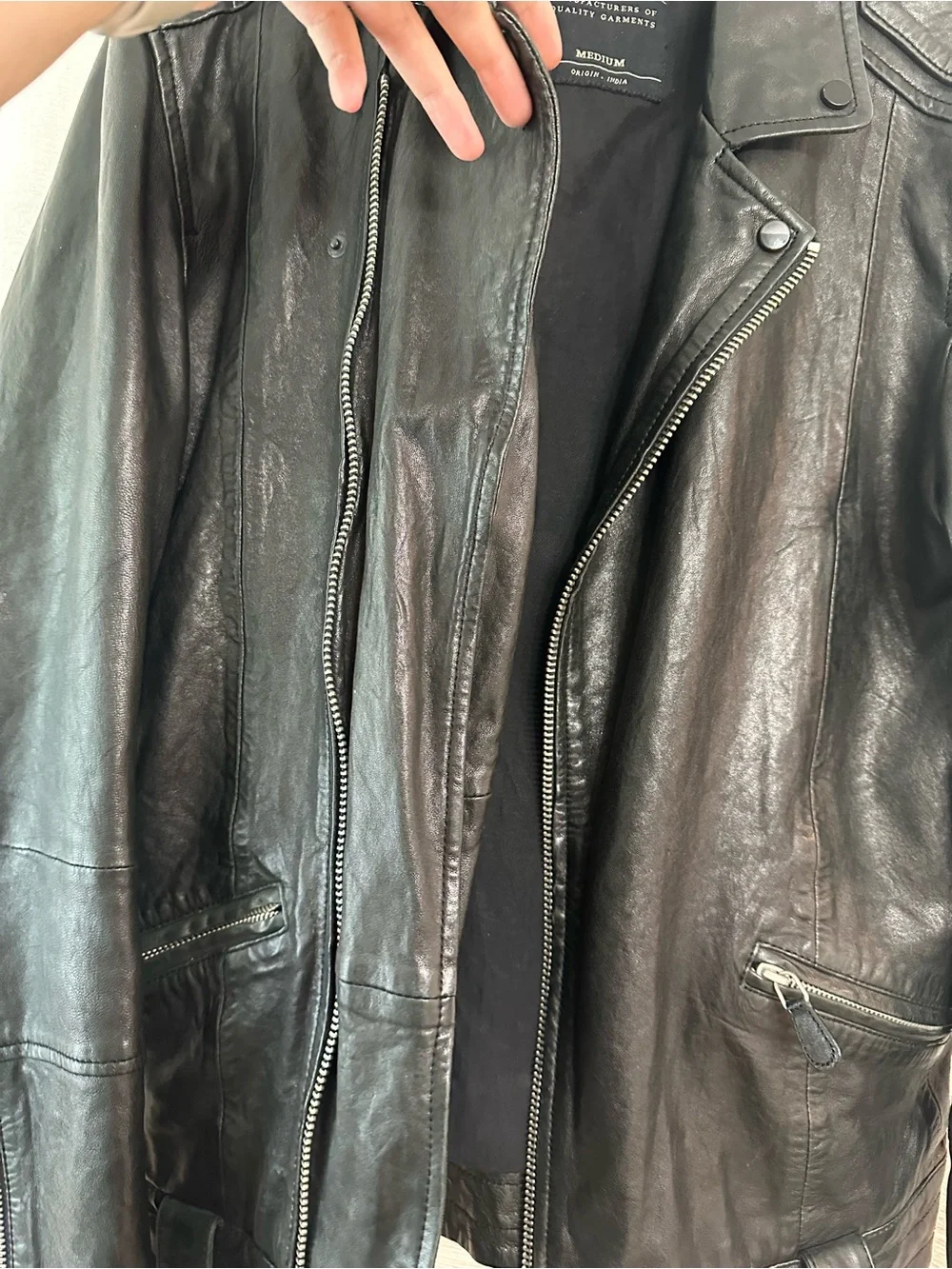AllSaints Black Leather Jacket Size M